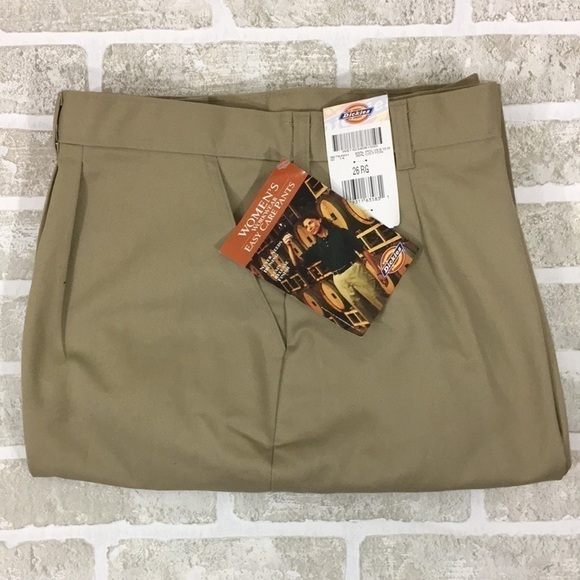 𝅺DICKIES Women’s Workwear Easy Care Pants Tan Size 26 RG - Picture 1 of 8